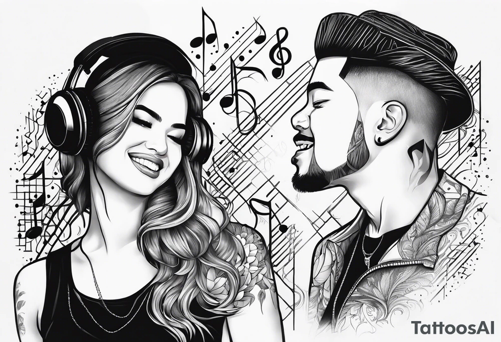 Joy is my daughter and i like music tattoo idea