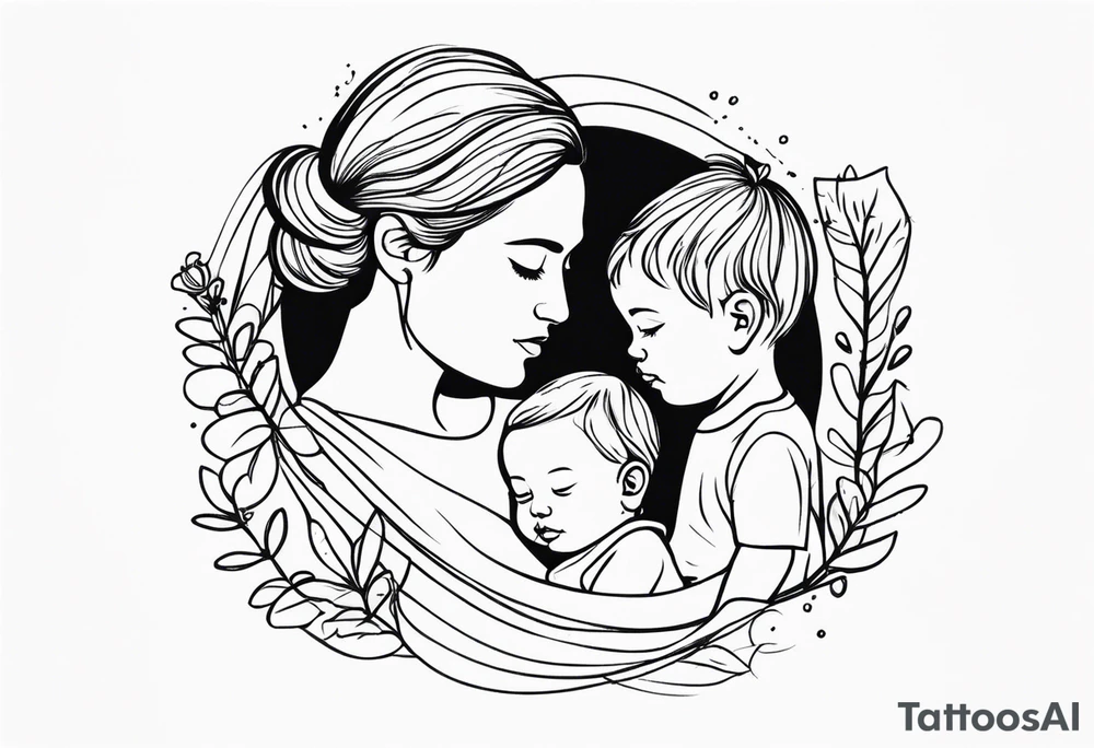 tiny tattoo for mother and children tattoo idea