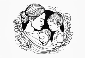 tiny tattoo for mother and children tattoo idea