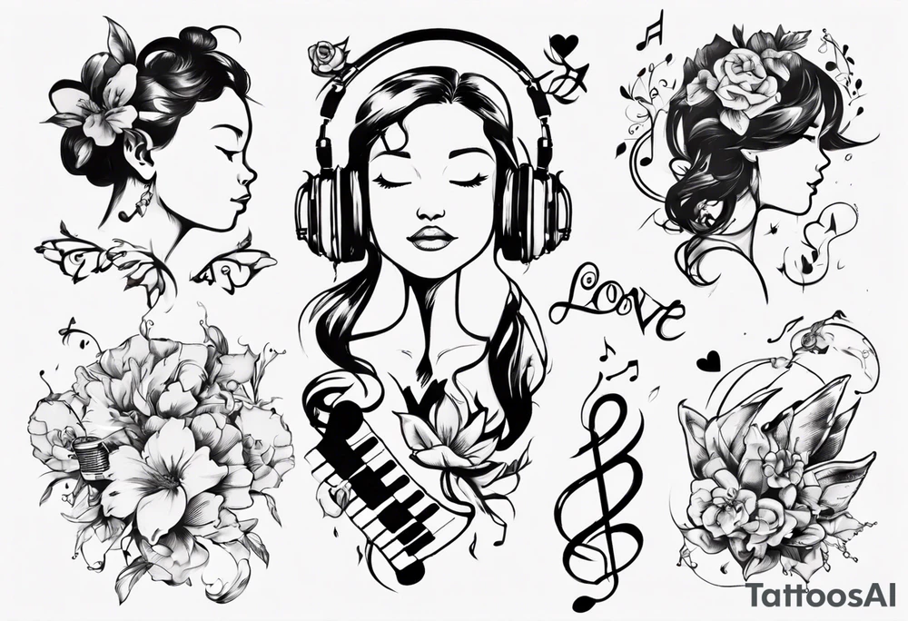 Simplicity love with music inspiration tattoo idea