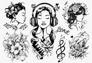 Simplicity love with music inspiration tattoo idea