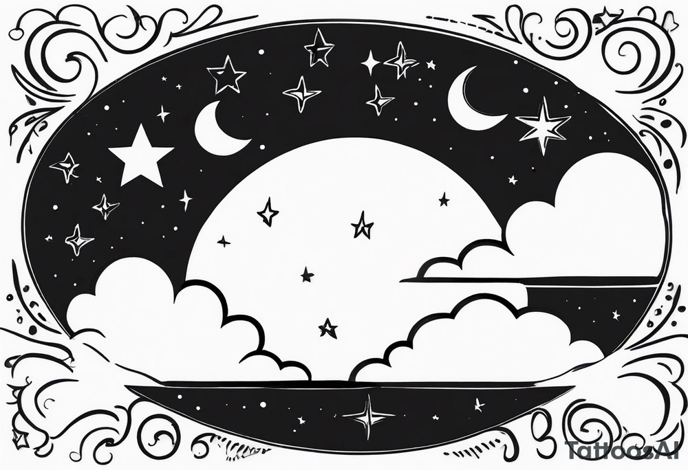 Moon phases stars clouds tattoo idea