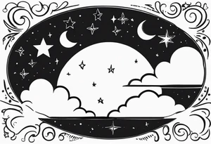 Moon phases stars clouds tattoo idea