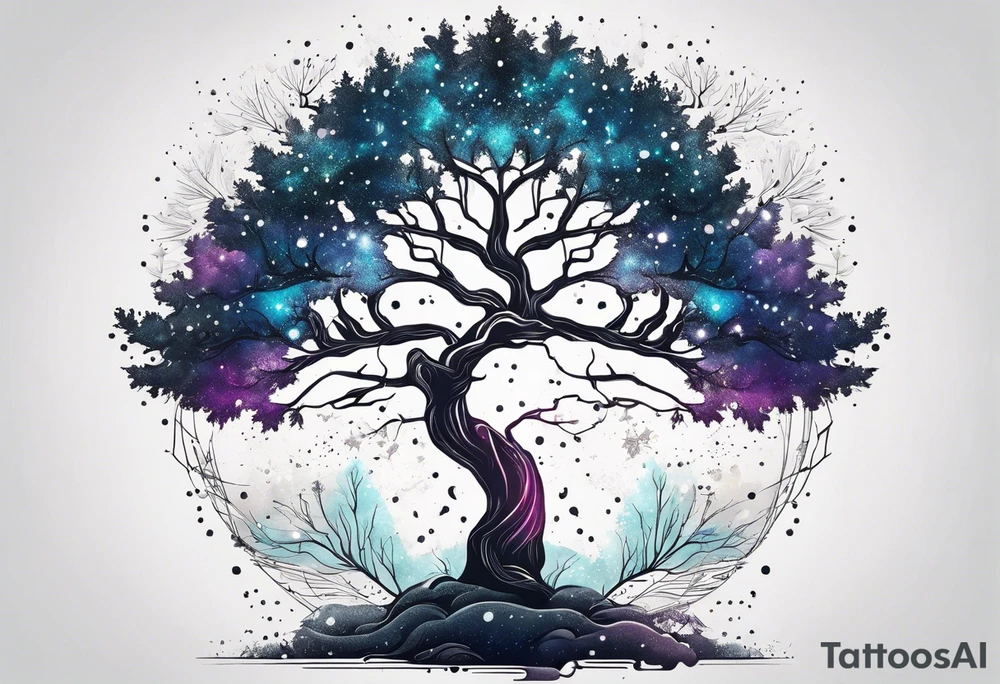 Constellation, tree , snowflake tattoo idea