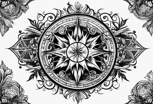 Tree and wind rose tattoo idea