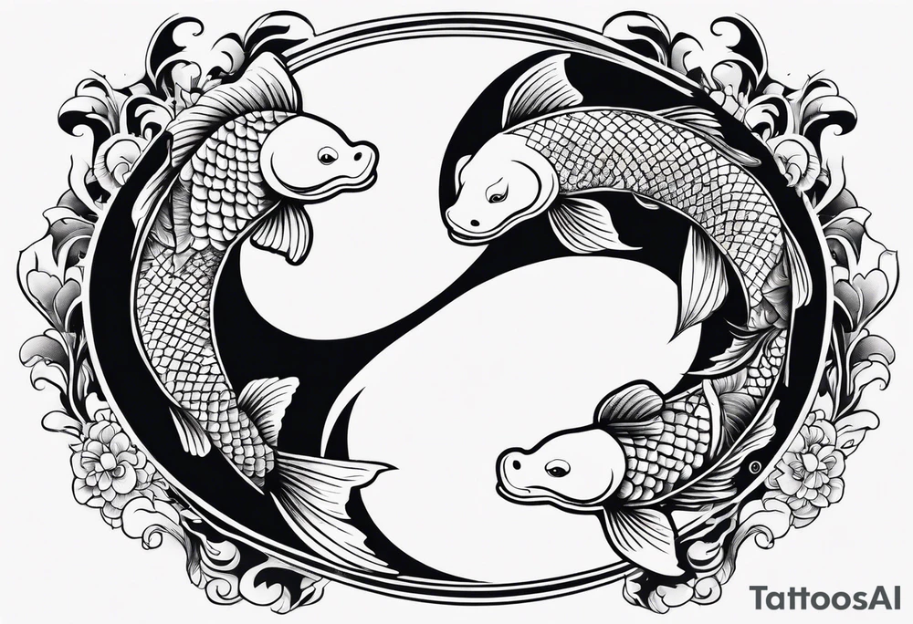 powerful majestic ying Yang symbol made of koi fish tattoo idea
