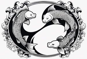 powerful majestic ying Yang symbol made of koi fish tattoo idea
