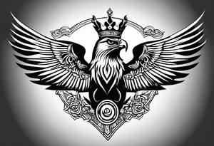 A tattoo of a king with an eagle head drawn in a tribal style tattoo idea