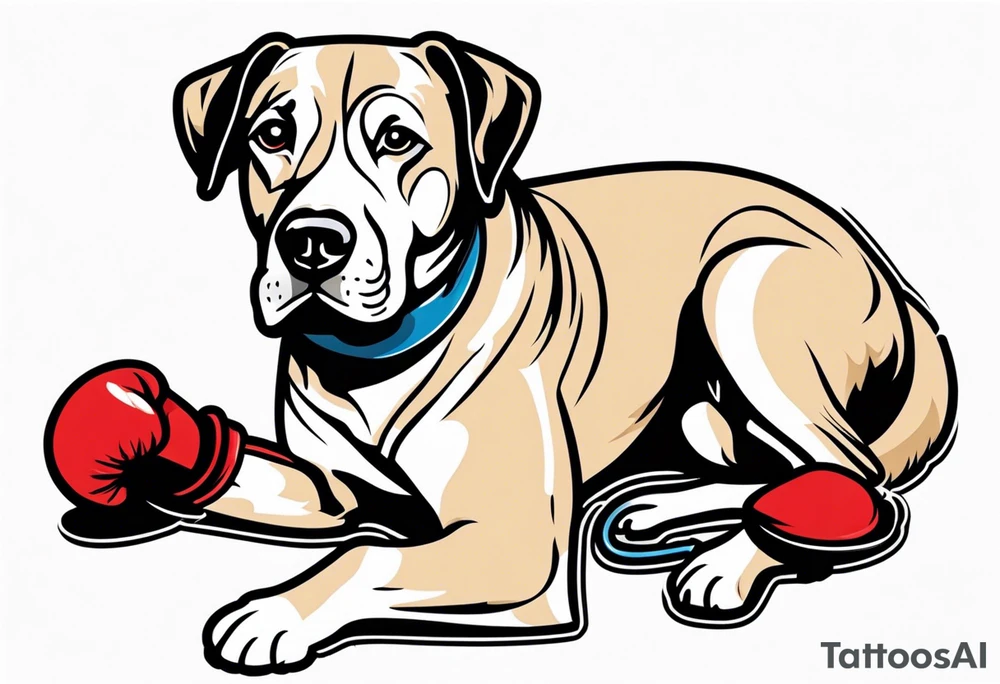 Dog with boxing gloves tattoo idea