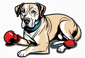 Dog with boxing gloves tattoo idea