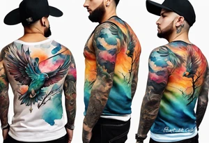 paintbrush cross with watercolor backgound tattoo idea
