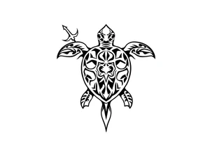 Turtle with a trident tattoo idea