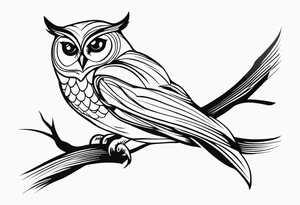 Charming Owl on a Branch tattoo idea