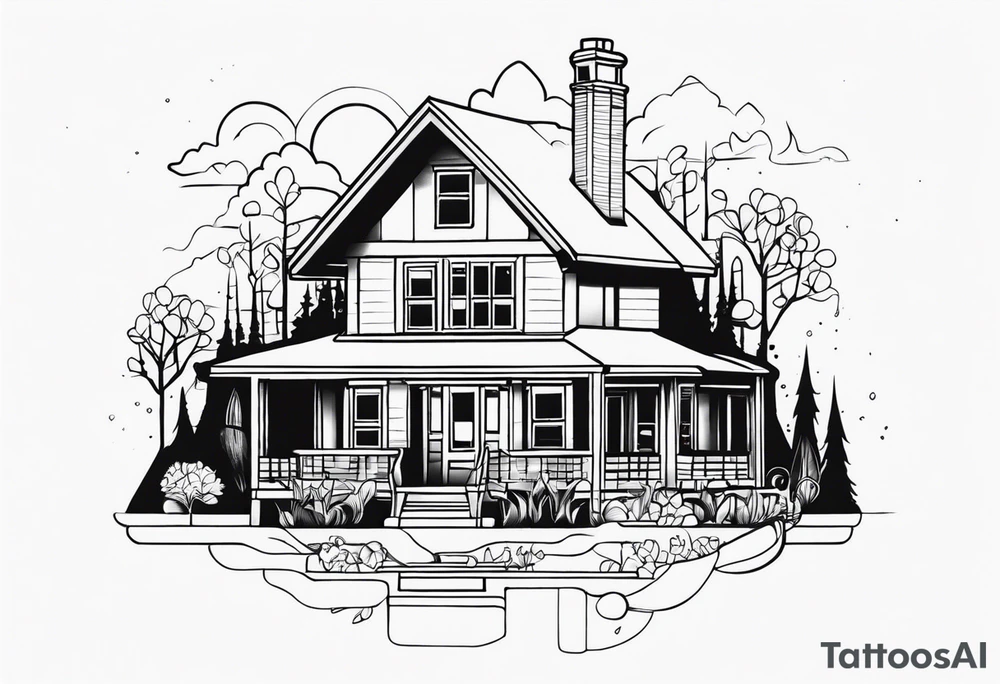 house with family tattoo idea