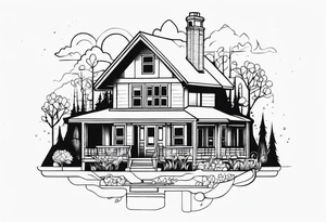 house with family tattoo idea