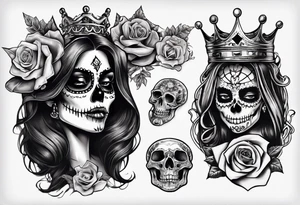 santa la muerta with money and crown tattoo idea