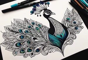 a vibrant peacock tattoo idea