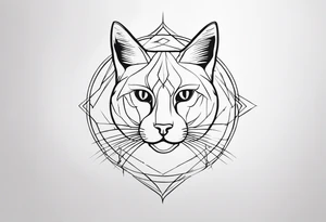 Generate minimalistic tattoo ideas capturing the essence of the following concepts. Theory of relativity, uncertainty principle with Schrodinger's cat, Aum symbol, Speed of light. tattoo idea