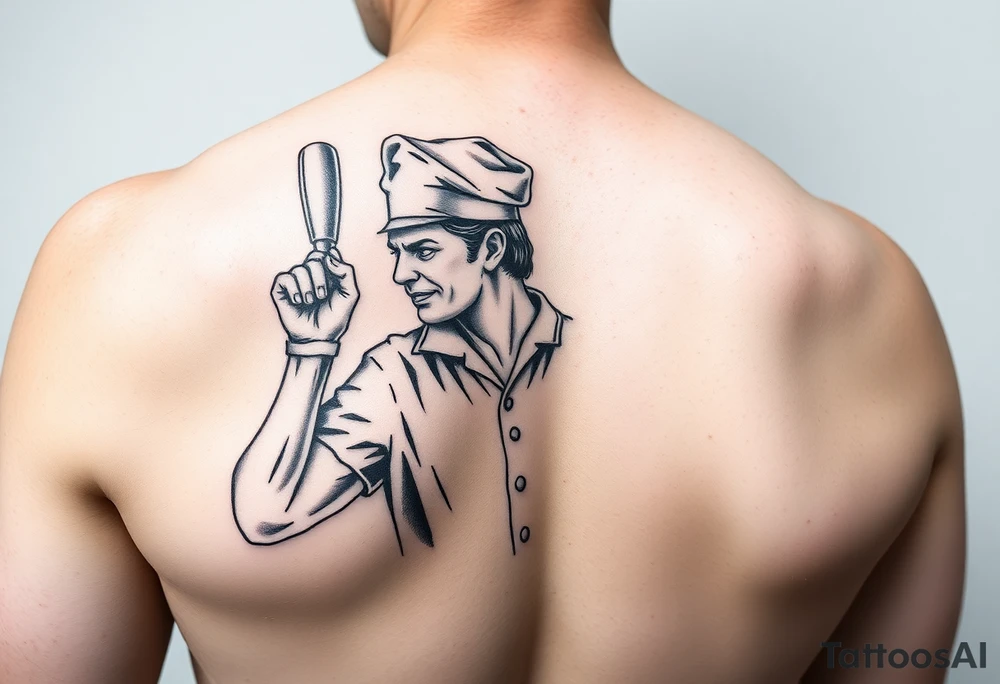 Baseball umpire wearing a chef outfit arm tattoo tattoo idea