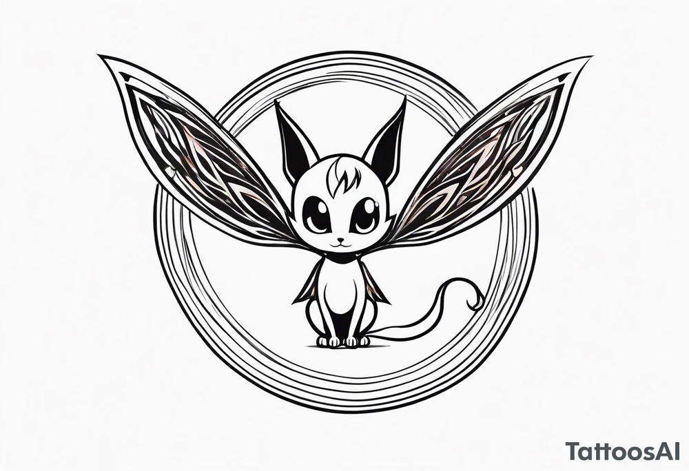A fairy with a tail inspired by the logo of the show called Fairy Tail in a tattoo design sketch tattoo idea