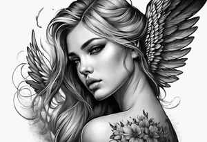 Sad Female angel tattoo idea