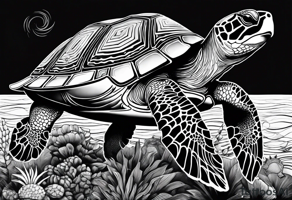 marine turtle tattoo idea