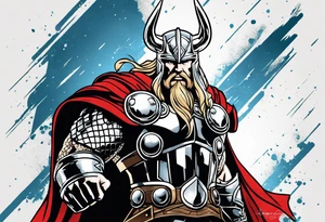 The Mighty Thor profile with mjolnir with entire design shown tattoo idea