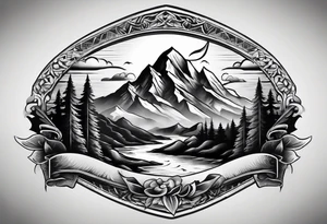 Mountain range on the blade of a chef knife. tattoo idea