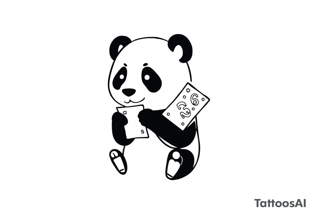 panda counting money tattoo idea