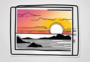 the outline of a polaroid-picture where the image of the picture is a sunset tattoo idea