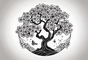 Afro art, cherry blossoms tree tattoo idea