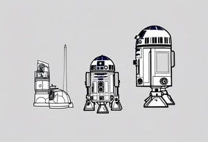 Simple, small R2-D2 from Star Wars, minimal details tattoo idea
