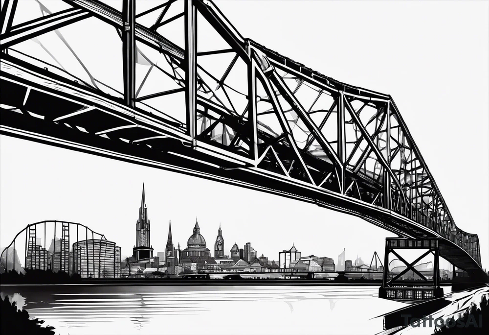 view from under steel truss cantilever bridge tattoo idea view from under steel truss cantilever bridge tattoo idea