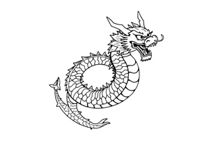 Japanese dragon eating its own tail like an ouroboros tattoo idea