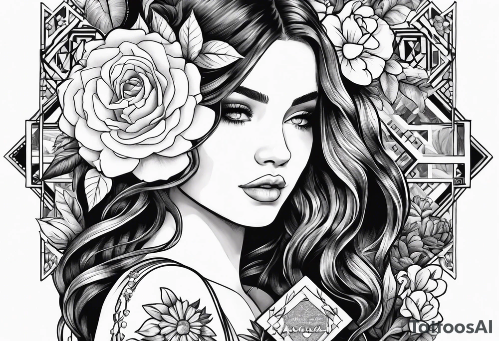 Flowers, Leo, girl with scrabble brain tattoo idea