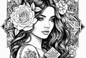 Flowers, Leo, girl with scrabble brain tattoo idea