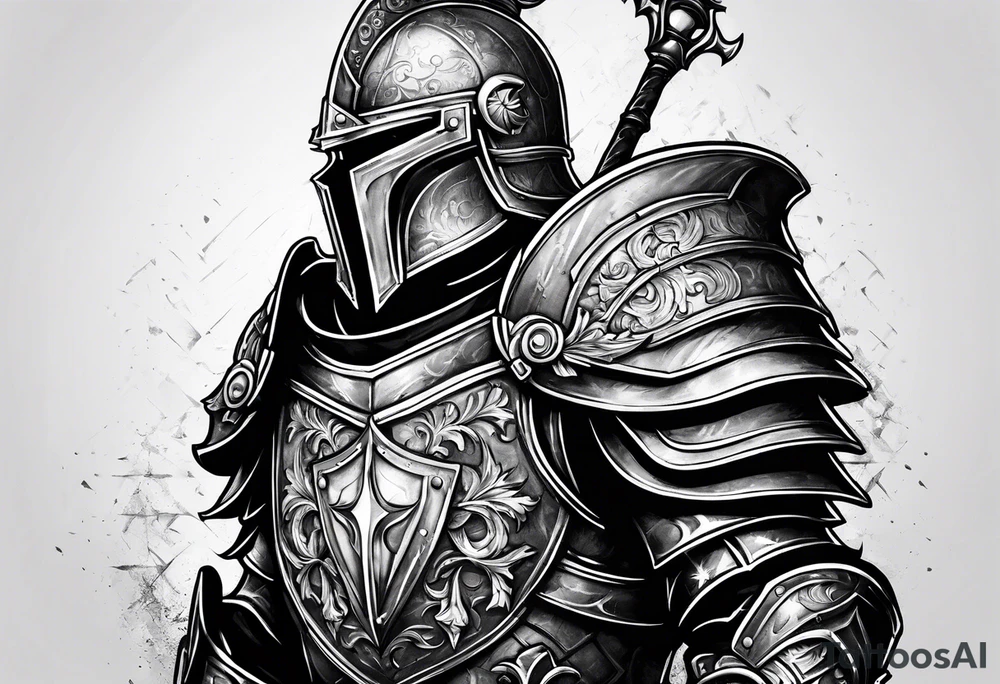 knight with heavy armor clock surround tattoo idea