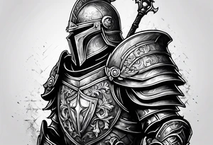 knight with heavy armor clock surround tattoo idea