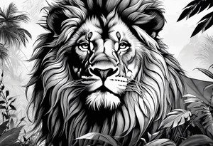 Lion in jungle tattoo idea