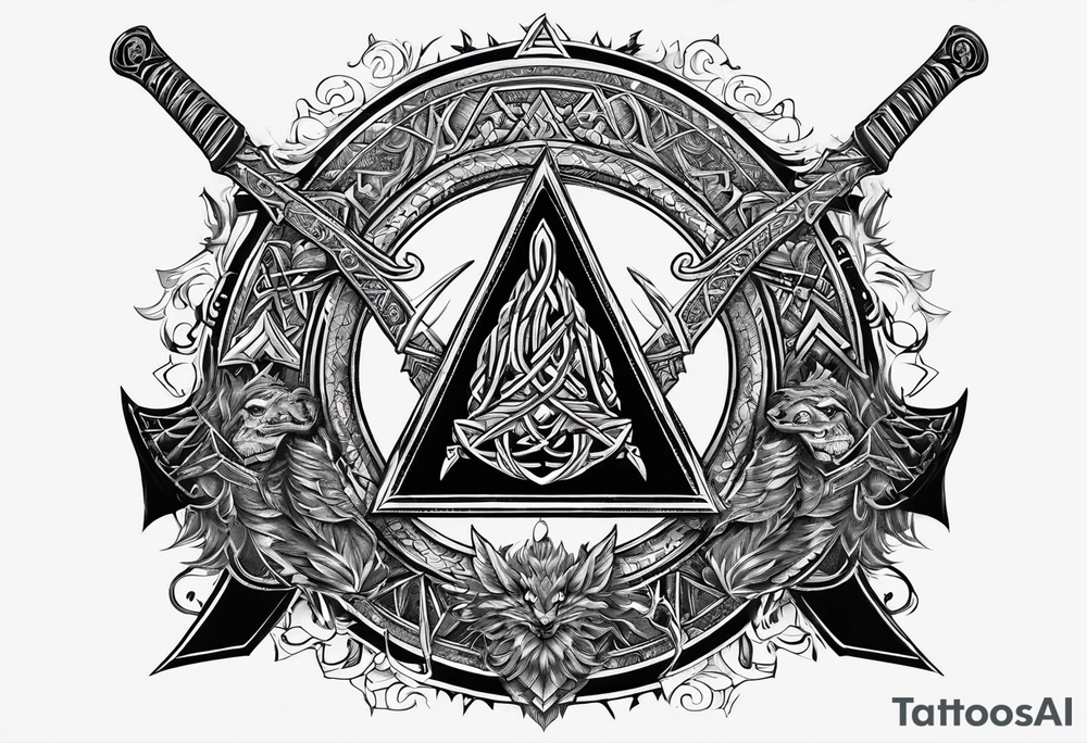 Valhalla valknut sword axe Dragon tattoo idea