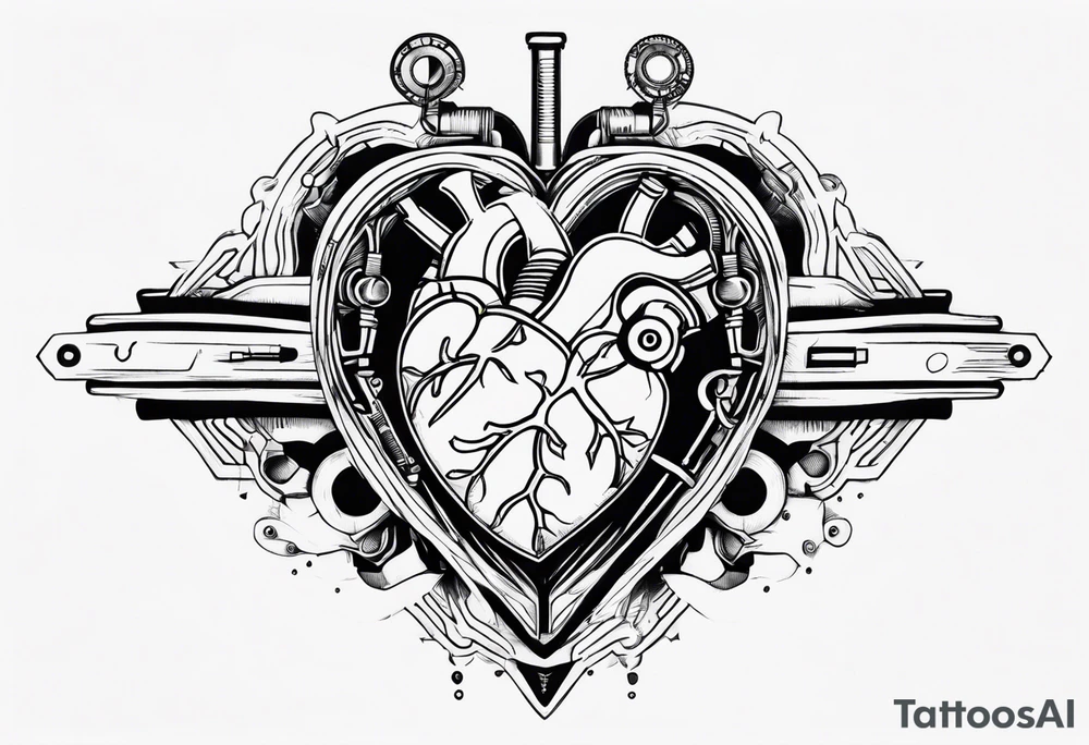 Mechanical Heart LOVE tattoo idea