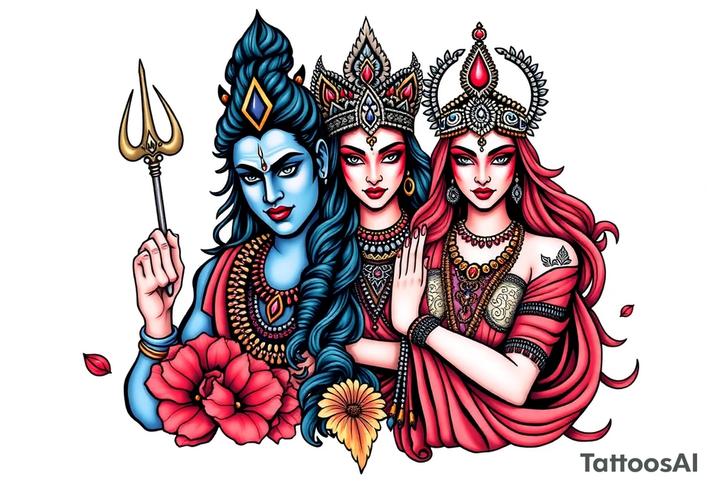 Lord Shiva, Godess Kali, Godess Lilith Together tattoo idea
