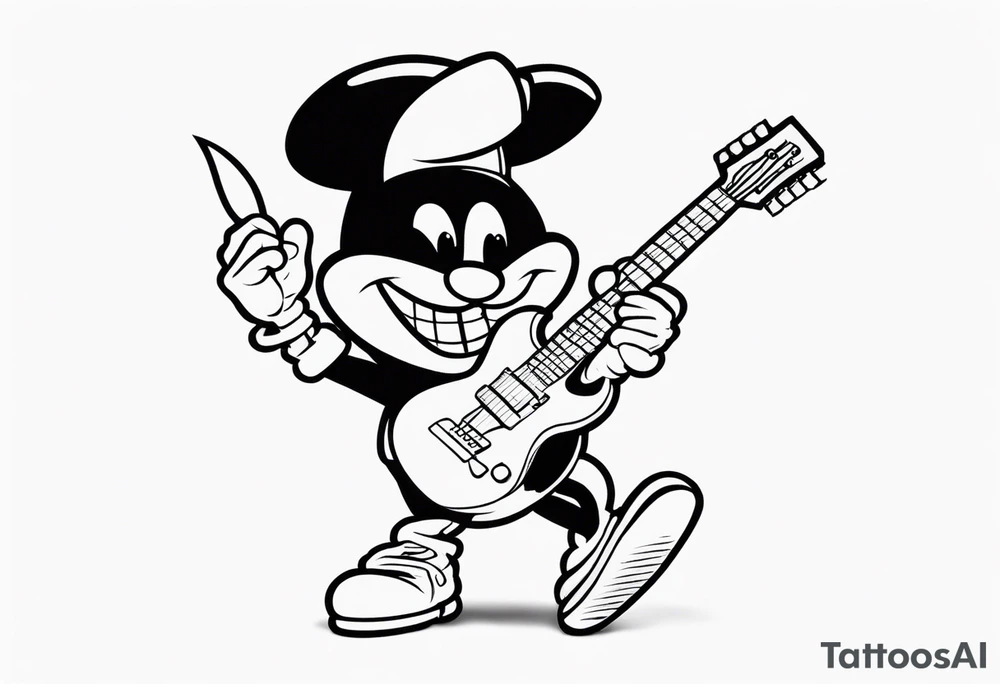 Domino's mascot the noid with a guitar tattoo idea