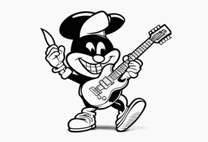 Domino's mascot the noid with a guitar tattoo idea