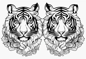 two thai tiger bodies vertical tattoo idea