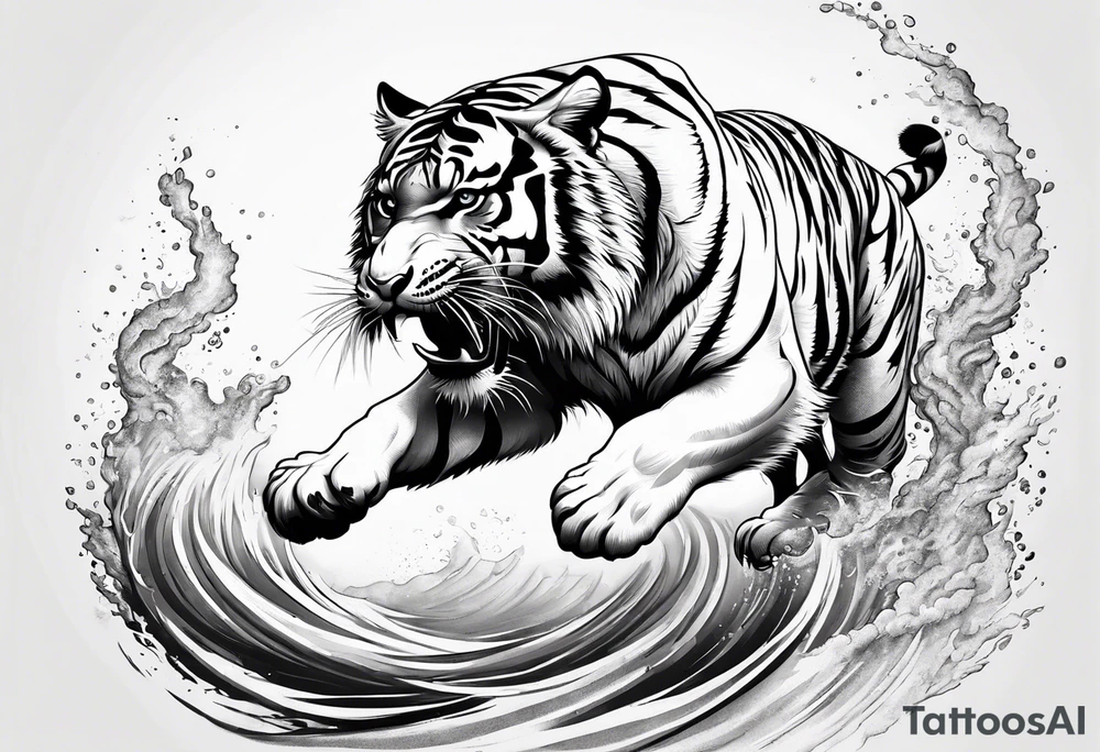 tiger leaping tattoo idea