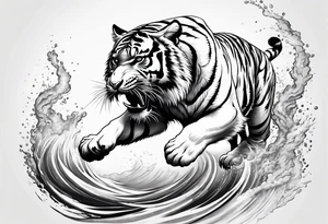 tiger leaping tattoo idea