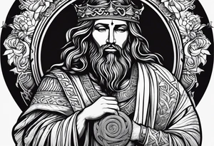 Almighty powerful King Jesus cutting off the Serpent head tattoo idea