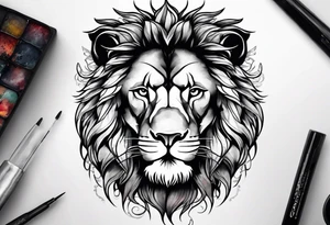 lion with snake hair tattoo idea