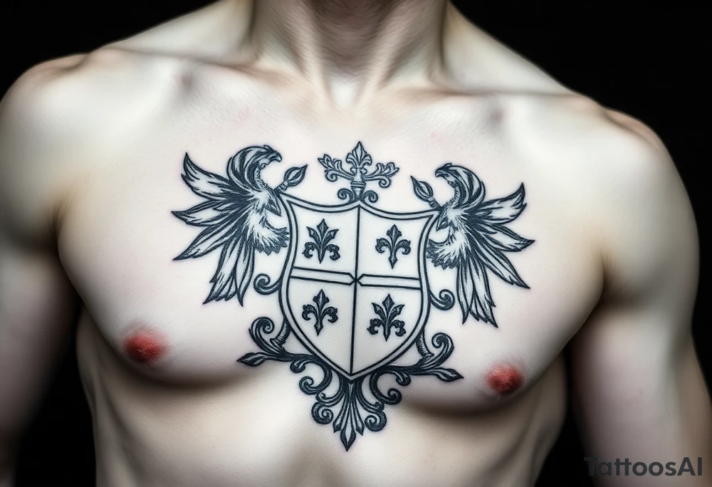 Powerful mideval Irish family crest for a full chest tattoo tattoo idea